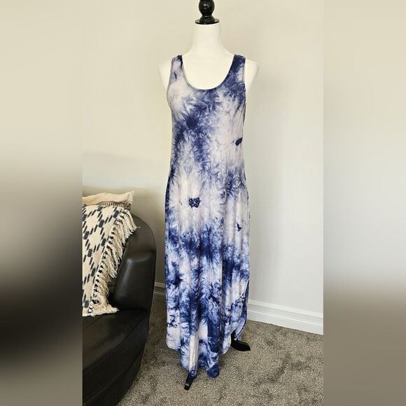 Nwt blue white tie dye maxi dress - Picture 1 of 5